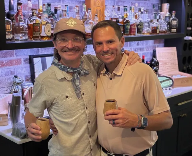 Friends sharing an evening at the cellar bar